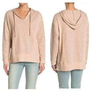 NWT Melloday Waffle Knit Pullover Hoodie Light Blush Pink Hi Low Size S $30 X125